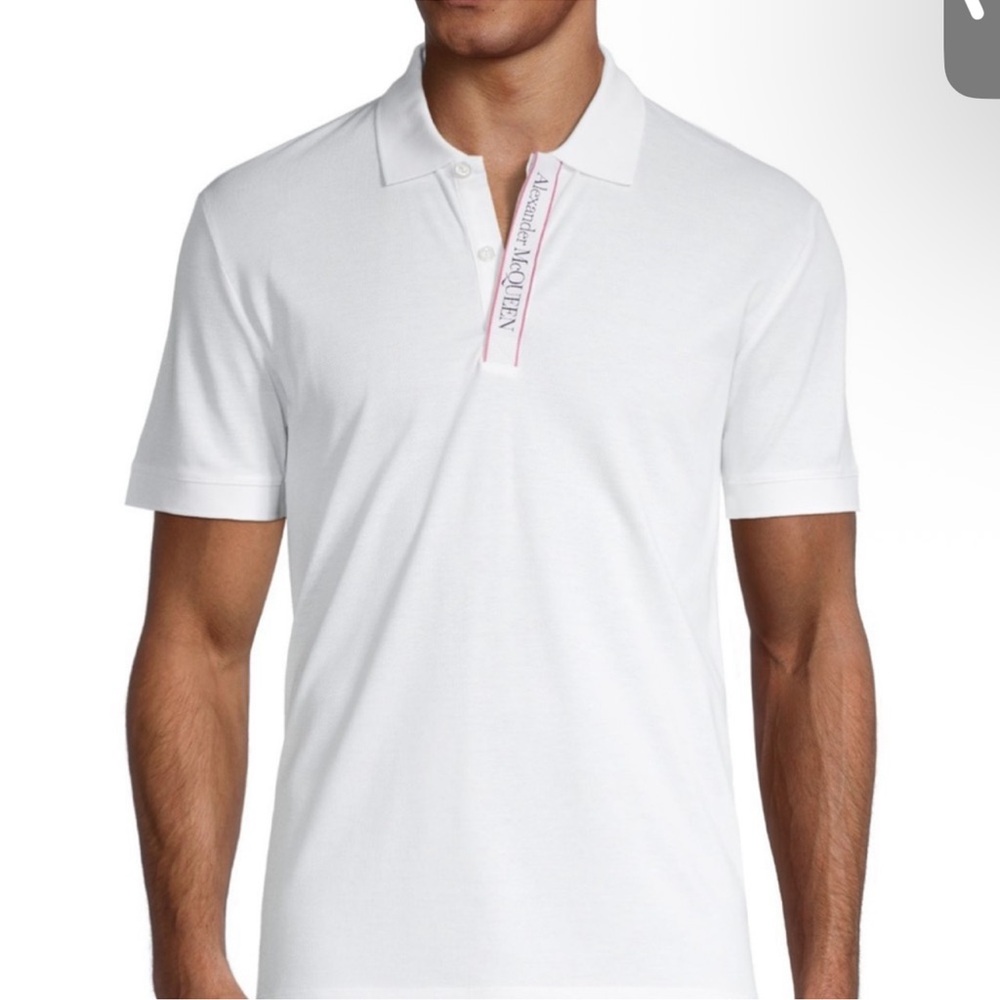 Mens Alexander McQueen Logo Tape Polo Shirt